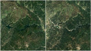 La imatge del dia de la Nasa mostra la sequera als pantans de Sau i Susqueda