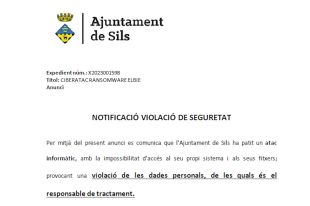 L'Ajuntament de Sils pateix un atac informàtic que segresta ordinadors i dades personals