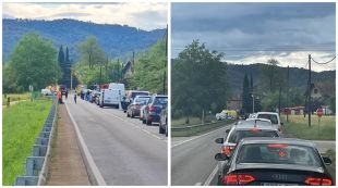 Un important incendi a la hidroelèctrica de Bescanó talla la carretera de la Vergonya