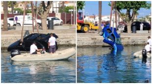 Retiren els cotxes accidentats de dins el canal d'Empuriabrava
