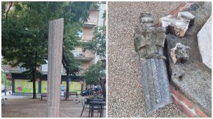 Apareix trencada l'escultura de la Creu de la Mà de Figueres