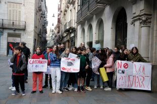 Triple protesta al ple de Girona: alumnes del Cartanyà, treballadors municipals i policies