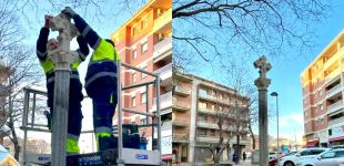 Figueres recupera l'escultura de la Creu de la Mà que va ser vandalitzada l'any passat