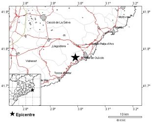 Registrat un terratrèmol de 3.1 graus a Sant Feliu de Guíxols