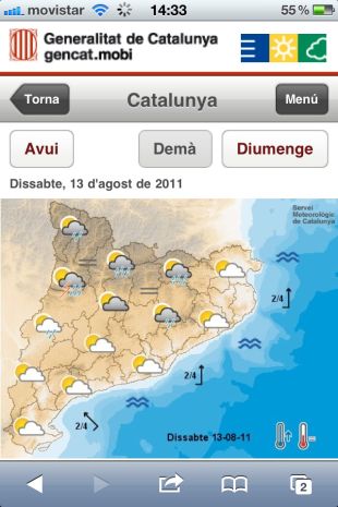 'El temps al mòbil', una nova via per conèixer la predicció meteorològica 