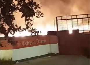 Un incendi darrere un magatzem de begudes a Figueres crema 2.500 m2 de matolls