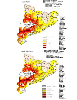 Set comarques estan en situació d'un risc extrem d'incendis forestals 