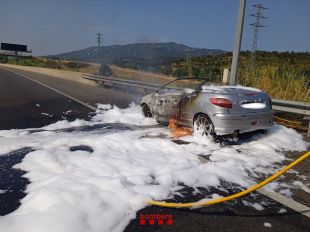 Crema un cotxe al voral de l'AP-7 i afecta la vegetació del voltant a Agullana