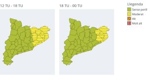 Avís per pluja intensa a la demarcació de Girona a partir de la tarda