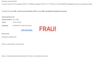 Una estafa utilitzava l'Ajuntament de Port de la Selva per reclamar 122.621 euros