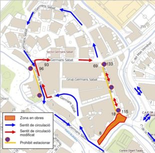 La construcció d’un tanc de tempesta obliga a tancar el carrer Grup Germans Sàbat a Girona