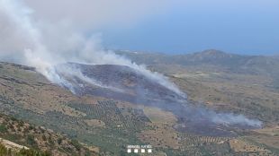31 dotacions dels Bombers lluiten contra un incendi a Cadaqués