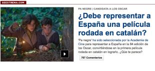 Antena3 pregunta si 'Pa negre', una pel·lícula catalana, ha de representar Espanya als Oscar