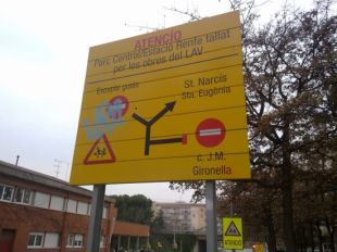 Els conductors i vianants suspenen la senyalització i la seguretat de les obres del TAV a Girona 