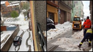 Una calamarsada intensa emblanquina els carrers de Ribes de Freser
