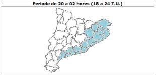 Sis comarques gironines en alerta per tempestes fortes aquest diumenge