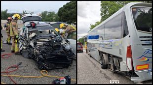 Tres ferits, un d'ells greu, en un accident entre un cotxe i un autocar a l’AP-7 a Maçanet