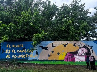 L’IE Greda d'Olot estrena un mural inspirat en el mite de la caverna de Plató
