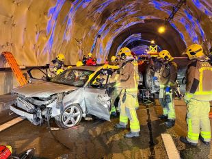 Simulacre d'accident al Túnel de Joanet a Arbúcies per avaluar el pla d'autoprotecció
