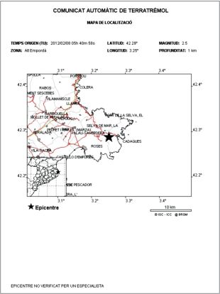 Nou terratremol a Roses, aquesta vegada de 2,5 graus a l'escala de Richter