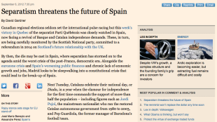 'El separatisme amenaça el futur d'Espanya' segons el Financial Times