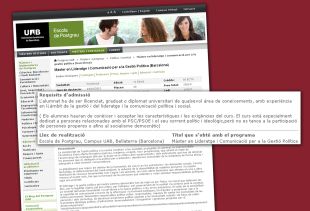 Un postgrau de la UAB demana als alumnes que siguin propers al PSC 