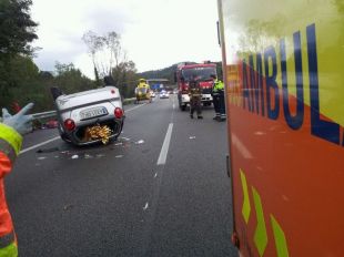 Una dona ferida en un accident de trànsit a l'AP-7 a Fogars de la Selva