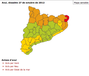 Alerta per ratxes de vent de més de 125 km/h, fort onatge i baixada de les temperatures