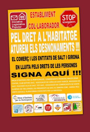 Els comerços de Salt i Girona s'impliquen en demanar l'aturada de desnonaments