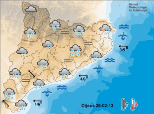 Un temporal de llevant portarà precipitacions intenses a partir de dijous