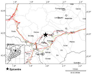 Registren un tremolor de 2,6 graus a l'escala de Richter prop de Puigcerdà