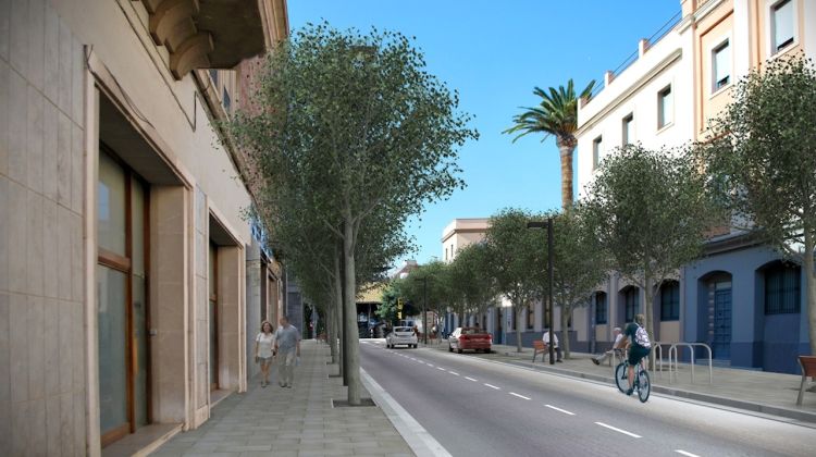 Imatge virtual d'un altre punt de l'avinguda amb la plaça del Gra al fons © AG