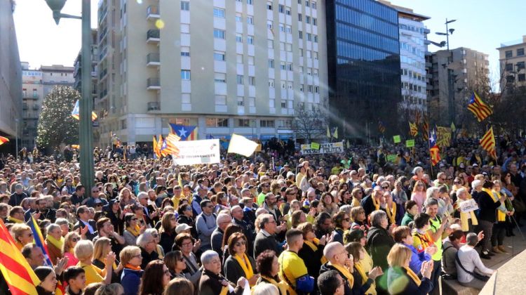 La Plaça 1 d'octubre de Girona aquest matí. ACN