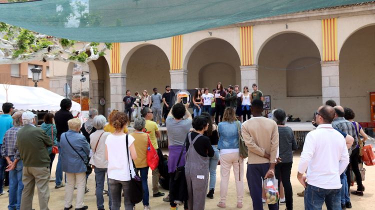 La Plaça Farners on els manifestants s'han concentrat aquest matí. ACN