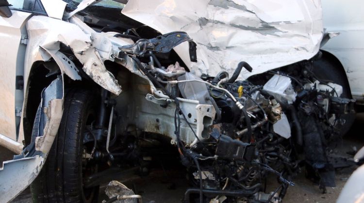 El motor d'un dels vehicles implicats en l'accident. ACN