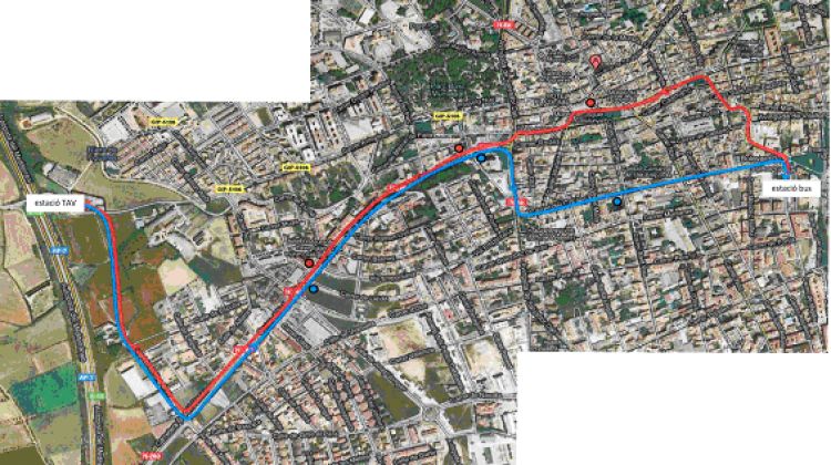 Plànol del trajecte que cobrirà el bus llançadora