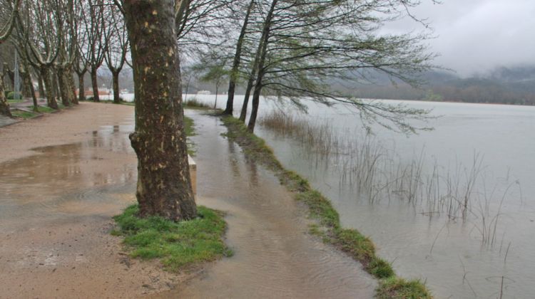 L'estany de Banyoles es trobava ahir amb nivells molt alts © ACN