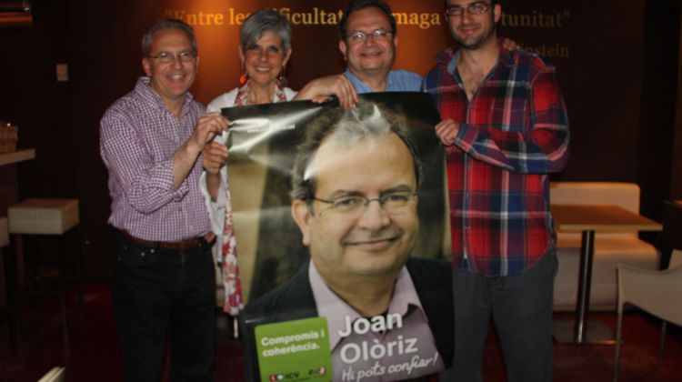 L'alcaldable d'ICV, Joan Olòriz, acompanyats pels números 2,3 i 4 de la candidatura © ACN