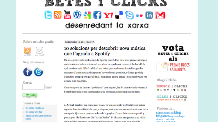 Captura de pantalla del bloc 'Betes i Clicks'