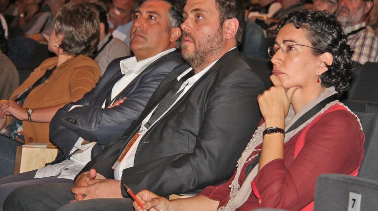 Joan Puigcercós, Oriol Junqueras, Marta Rovira escoltant el discurs de Ridao © ACN