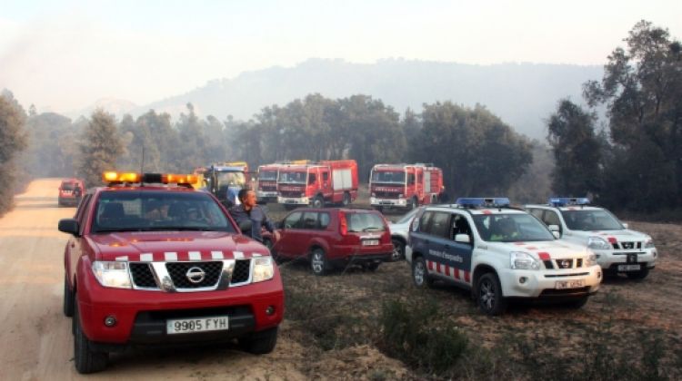 Mossos d'Esquadra i Bombers de la Generalitat treballant en el foc de Santa Cristina d'Aro © ACN