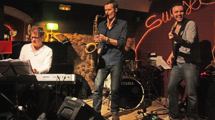 Gary Husband, Bob Reynolds, David Gómez i Janek Gwizdalar al Sunset Jazz Club (arxiu) © M. Estarriola