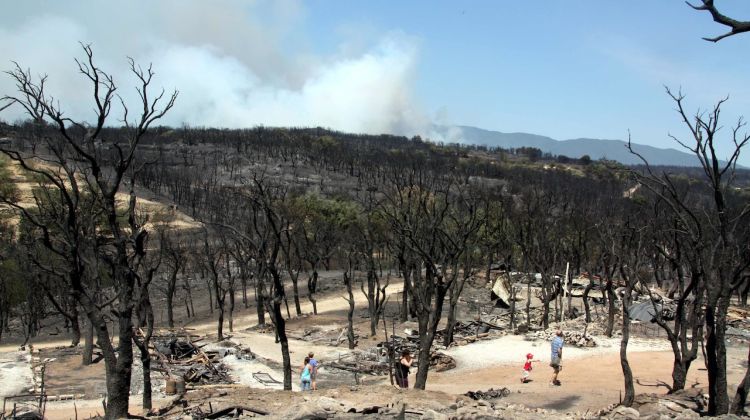 Vista panoràmica del càmping de Capmany afectat per les flames © ACN