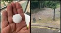 Una gran pedregada acompanyada de fort vent castiga Olot 