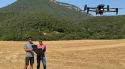 Un dron avalua els danys fets pels senglars als camps de conreu del massís de Rocacorba