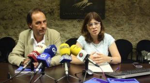 El rector de la UdG, Sergi Bonet, i la vicerectora del Desenvolupament Normati Gemma Geis © ACN