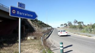 Accés a la C-32 a l'alçada de Blanes, on la via queda tallada © ACN