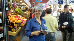 Maria Mercè Roca aquest matí al Mercat del Lleó