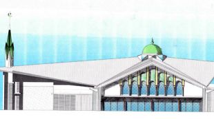 La cúpula i els dos minarets del projecte