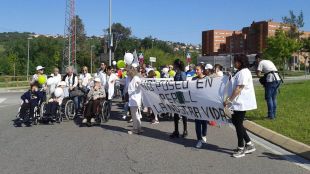 Un instant durant la manifestació que s'ha realitzat